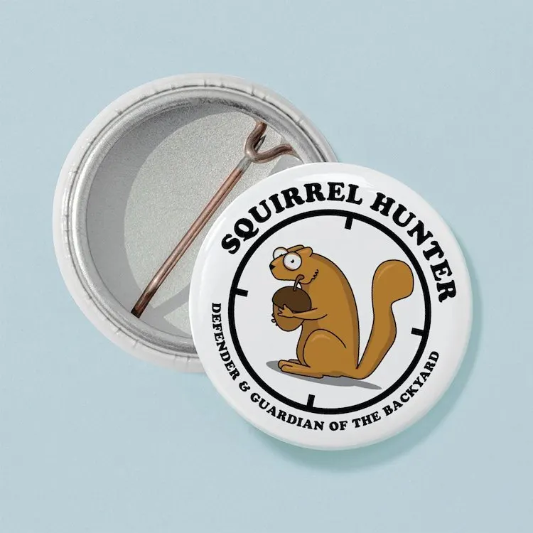 Squirrel Hunter Mini Button Brooch Cartoon Creative Clothes Jewelry Women  Gift Hat Cute Badge Lapel Pin