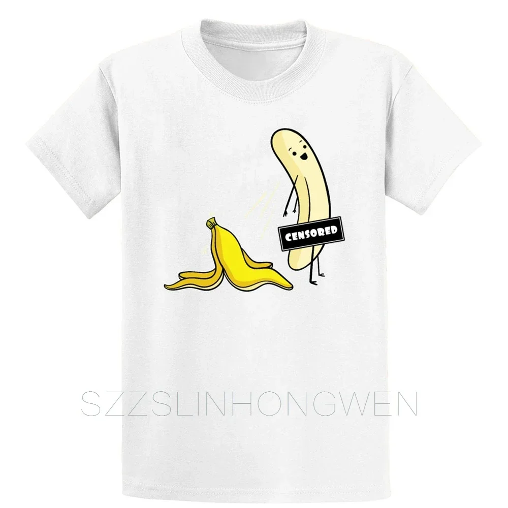 

Naked_Banana Smilingcool Shameless Censored Fruit Couple Short Sleeved T-shirt For Men Breathable Casual Pure Cotton Loose Tops