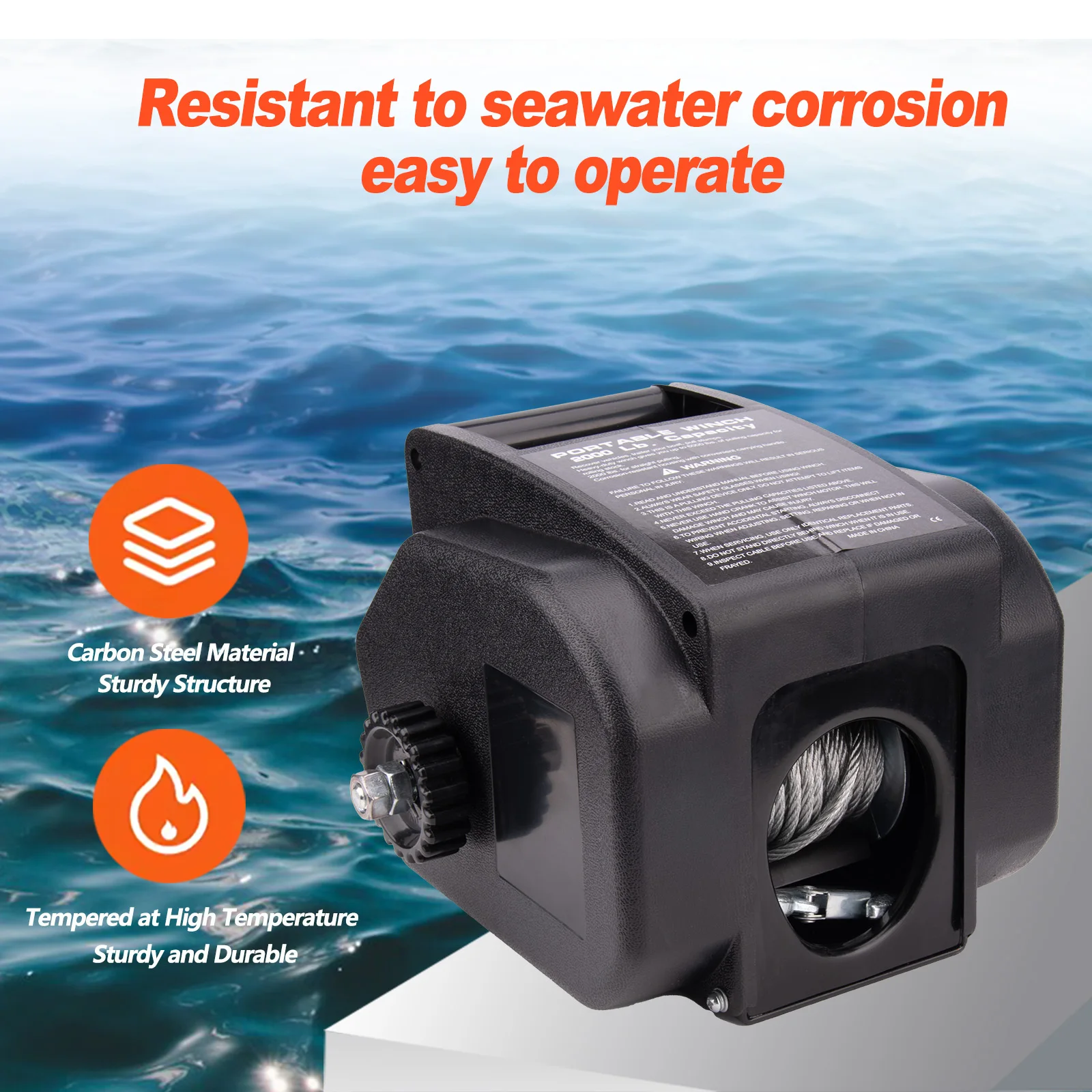 2000LBS 12V Electric Winch Electric IN/OUT with Freewheel Pulley Hook Wireless Remote