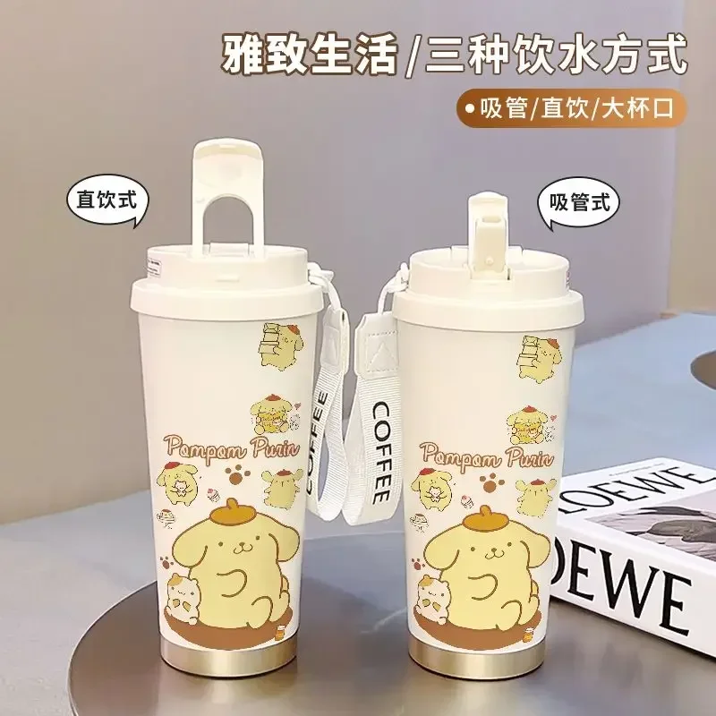 Pompompurin Anime Sippy Opslag Cup Schattige Cartoon Sanrio Ins Kawaii Grote Capaciteit Thermos Water Cup Kerstcadeaus Voor Meisjes