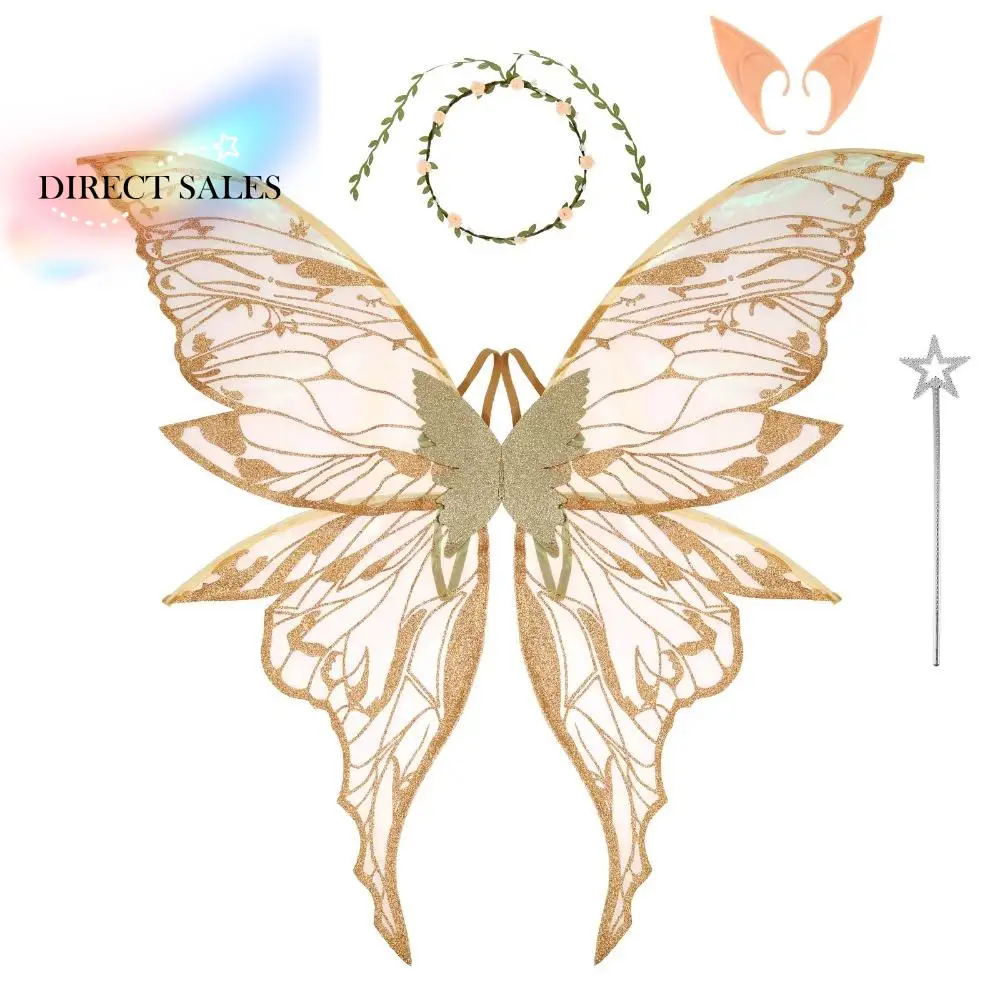 

Креативные крылья феи-бабочки, легкий блестящий костюм феи, набор крыльев, уши эльфа, набор крыльев ручной работы, украшение для дома