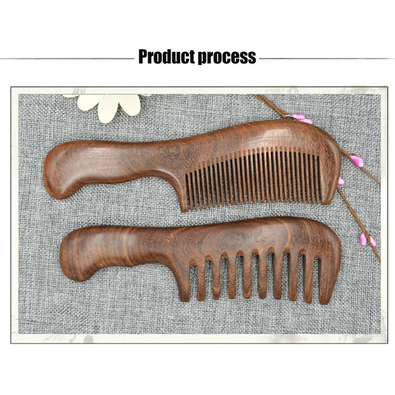 Sandalwood Wide Tooth Comb Curly Hair Portable Coarse Tooth Wooden Comb Hair Massage Tool Coarse