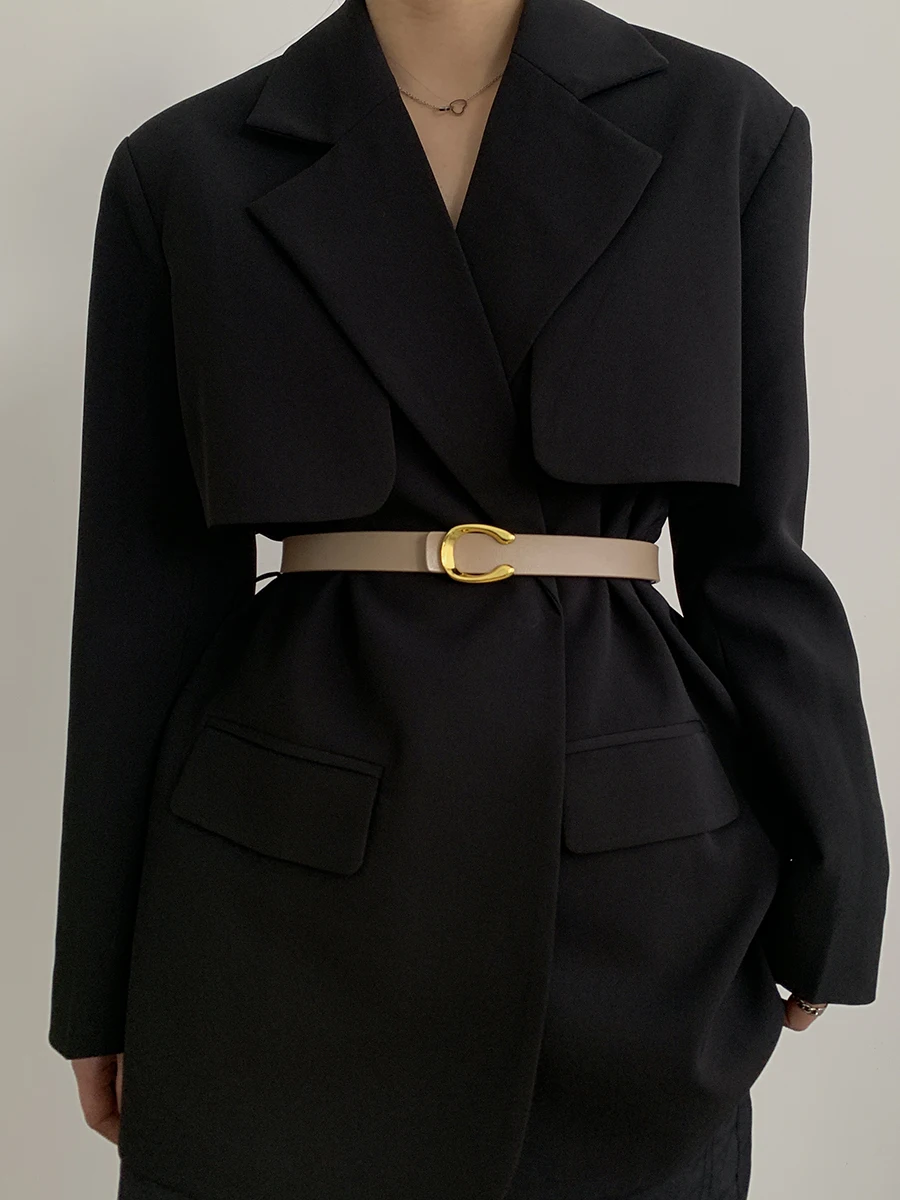 Leather Belt Women 2024 New High-End Black Decoration Simple And Versatile Leather Ins With Jeans Waist Width