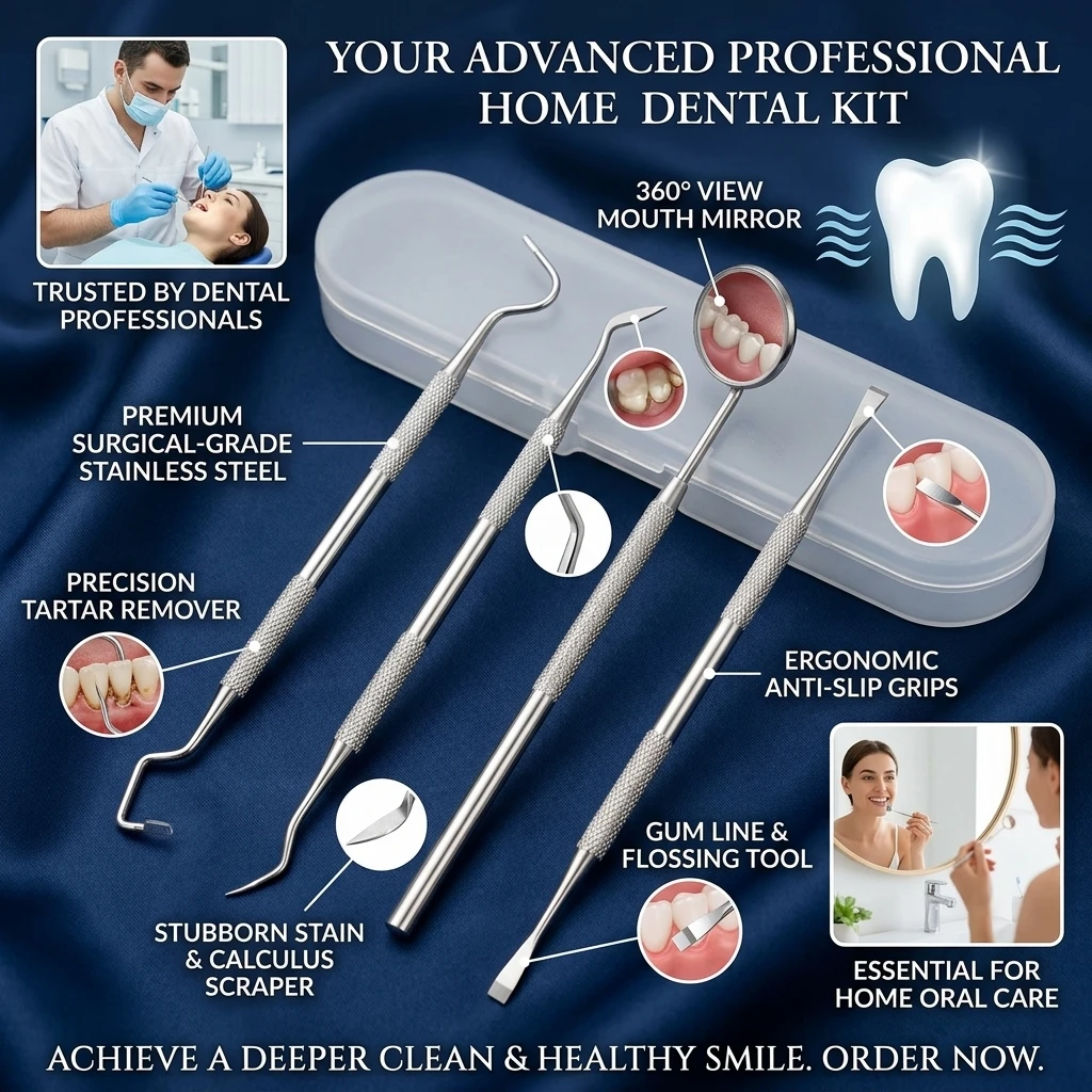 Stainless Steel Dental Tool Set Dental Oral Care Endoscopic Cleaning Calculus Remover Tooth Stains And Tartar Teeth Cleaning