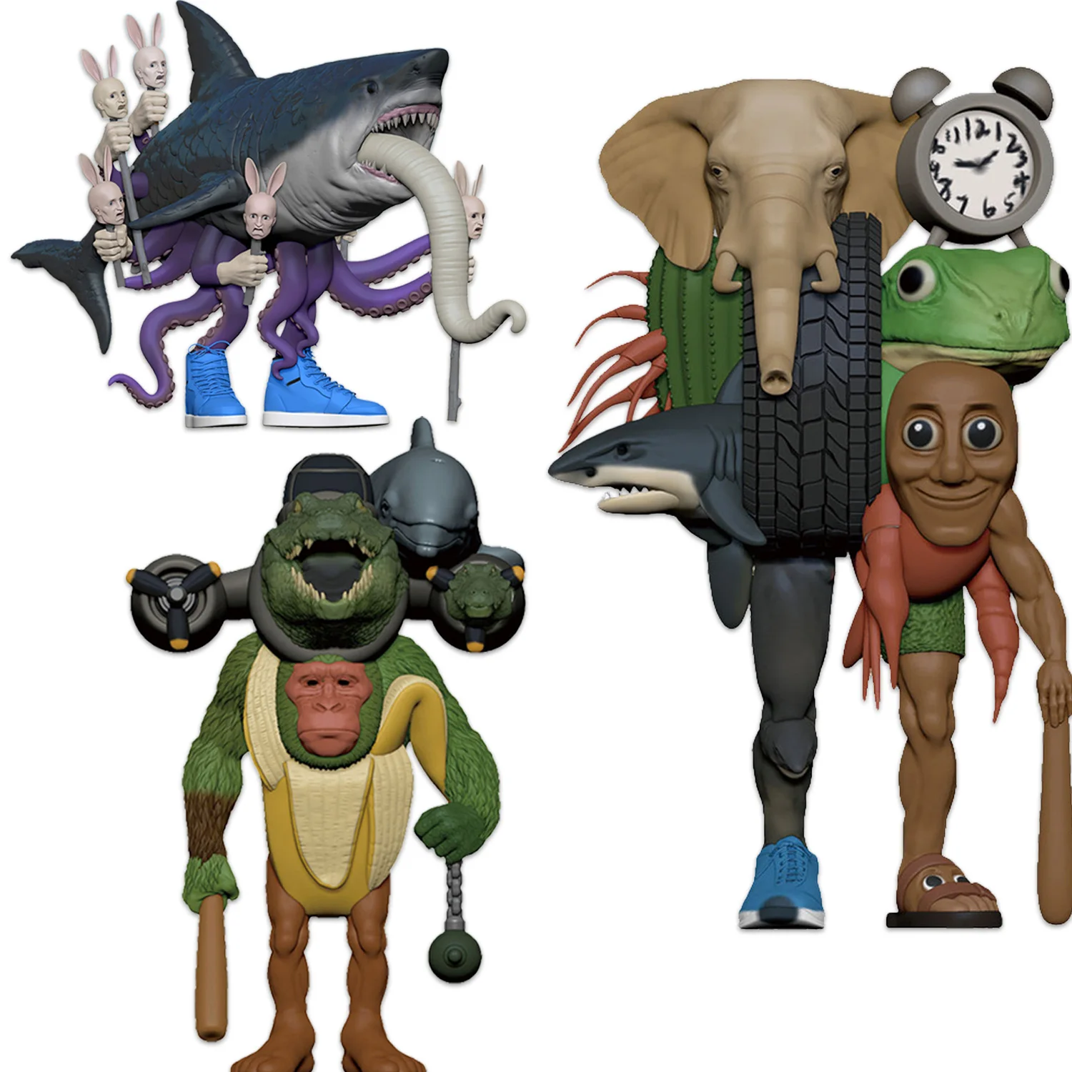 تونغ صحور أنيمي عمل نموذج لجسم لعبة من الكارتون Tralalero Tralala قصف التمساح الشمبانزي الديكور دمية هدايا الاطفال