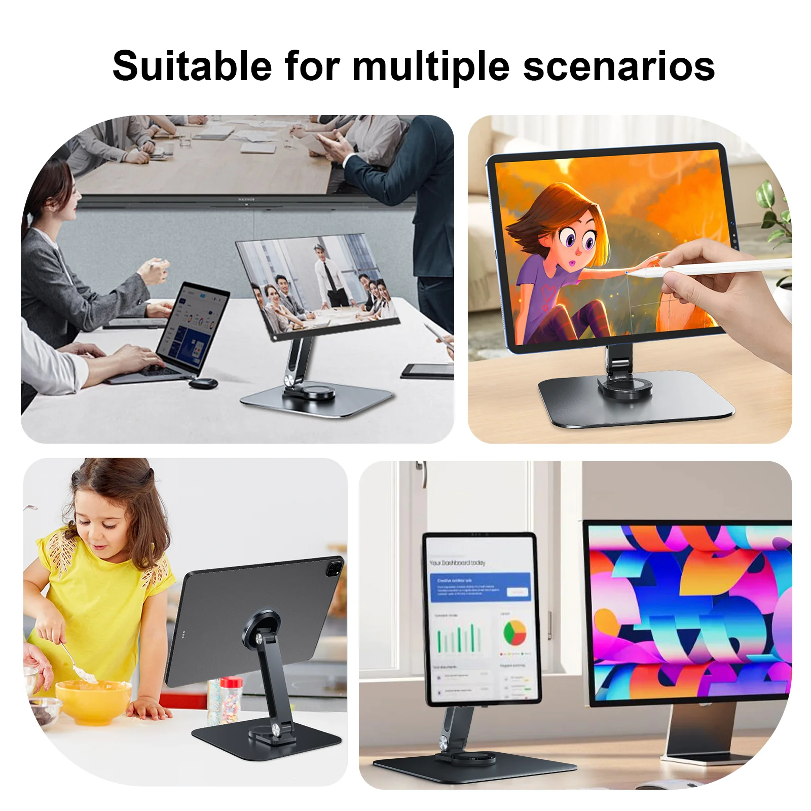360° Stand for Portable Monitor Magnetic Bracket Aluminum Alloy Desktop Holder 3KG Load Capacity Ultra Stable for Phone Tablet