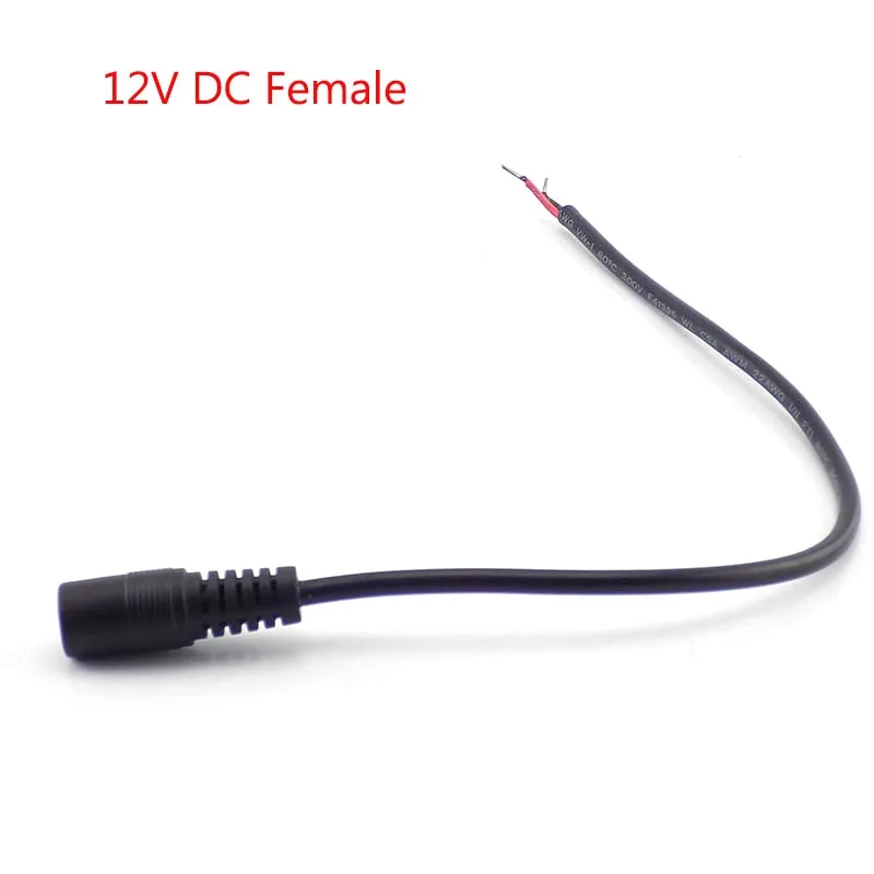 5 uds 0,25 M DC 12V 5,5*2,1mm Cable de alimentación extensión conector hembra adaptador de fuente de alimentación para cámara CCTV tira de luz LED