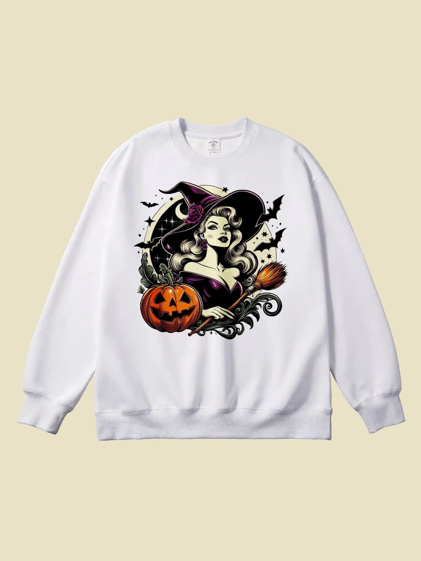 Pull à col ras du cou multicolore pour femme, coupe ample, en pur coton, tendance, pour l'automne et l'hiver, prêt aux sports d'Halloween