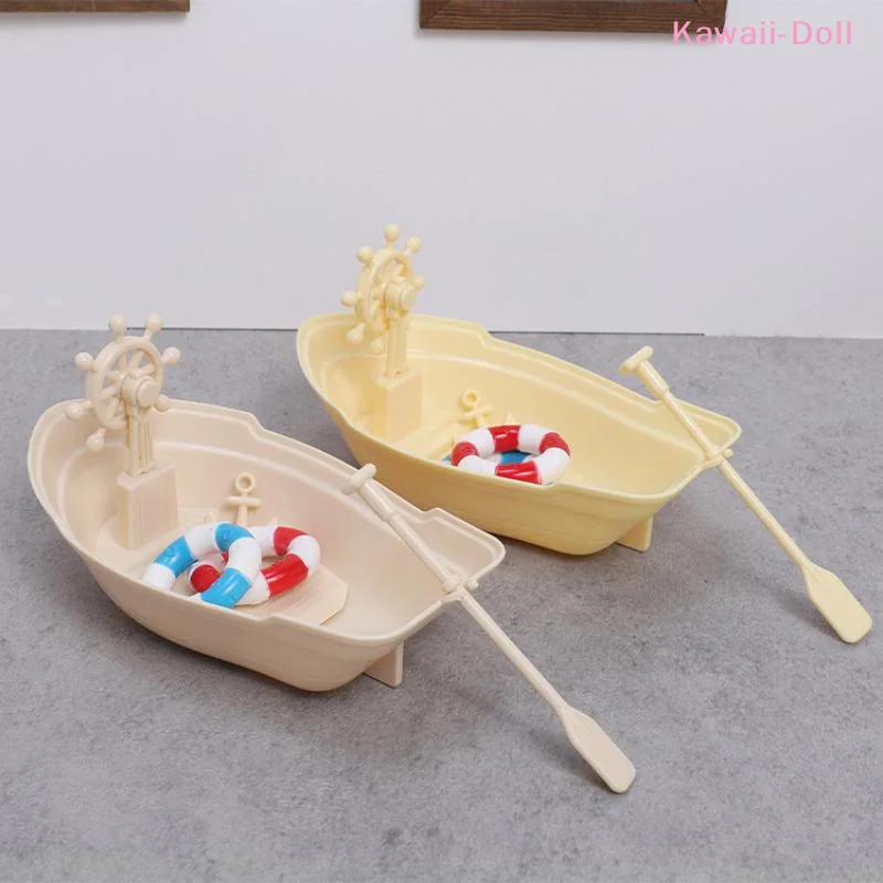 

[DO]1 Set Mini Simulated Dollhouse Fishing Boat Model Ornaments Miniature Fishing Boat Kit Micro Landscape Decoration[DO]