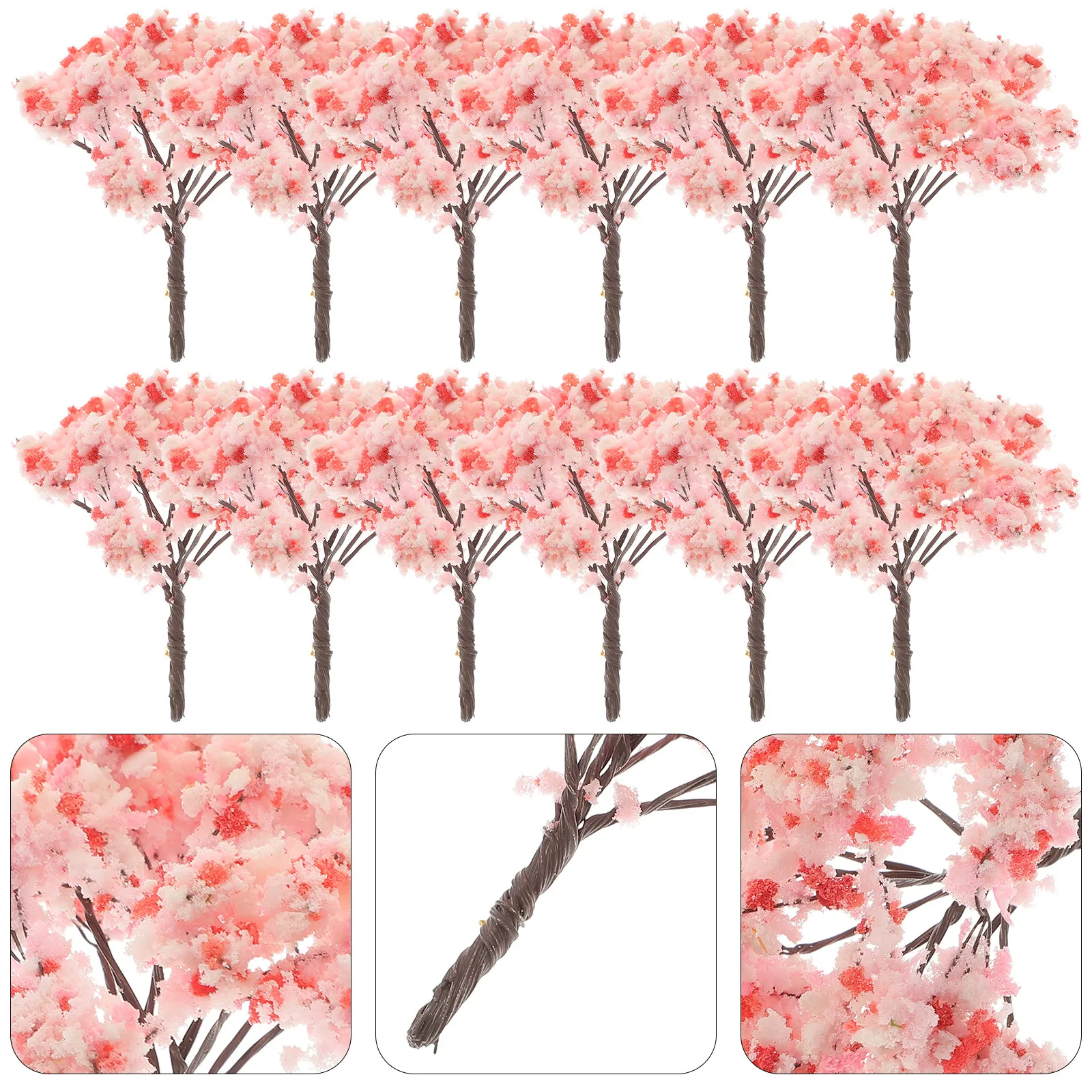 

12Pcs Micro Landscape Cherry Blossom Trees Pink Flowers Trunk Miniature Layout Scenery Props Artificial Flower Desktop Table