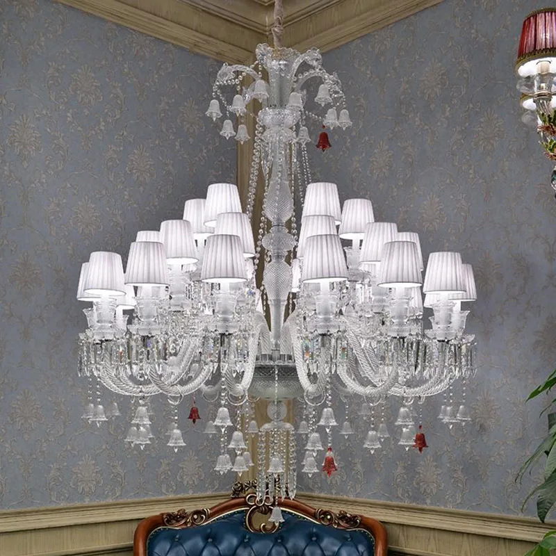 Living Room Chandelier Large Hotel Wedding Luxury Crystal Ceiling Lustre Led Crystal Pendant Light Hotel Villa Palac Fixture