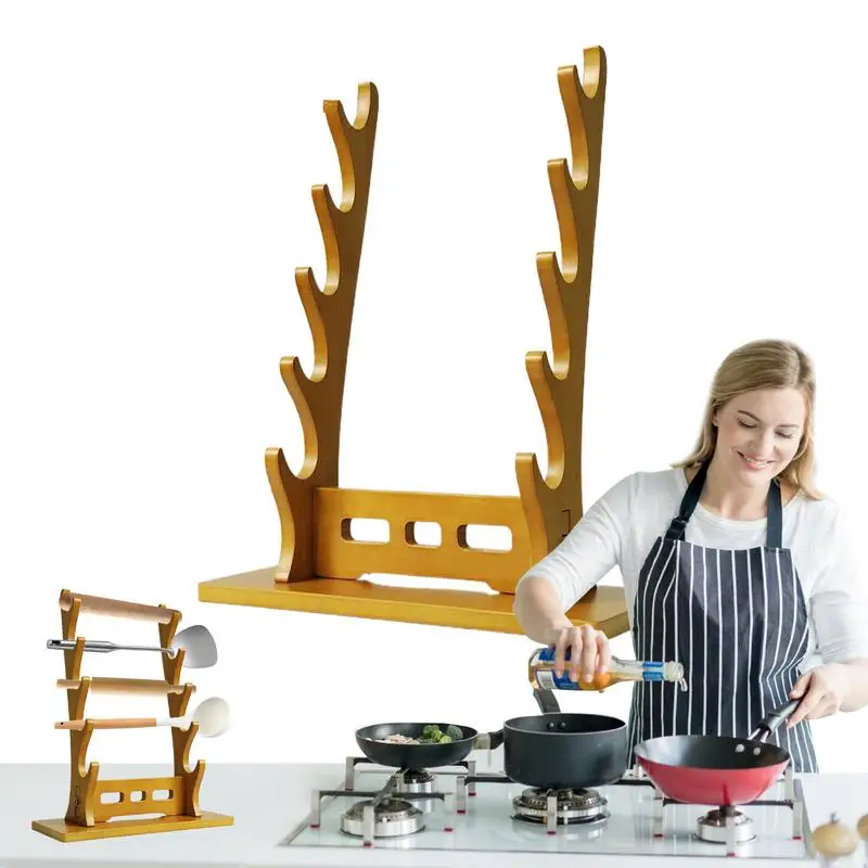 Wooden Flute Holder 5-Tier Scabbard Rack Elegant Tabletop Holder Collection Display Rack For Scabbard And Flute