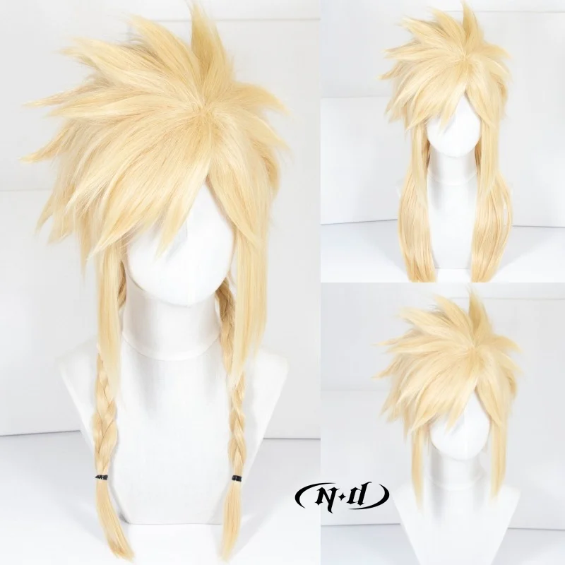 ND Cloud Strife Cosplay Wigs Game Cosplay Blonde Hair Wigs Hairpiece Heat Resistant for Game Comic Con Coser Costume Theme Party