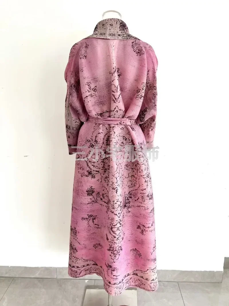 ALSEY-Robe imprimée à manches longues pour femmes, coupe-vent, abayas de styliste, col coloré, ceinture, nouvelle collection hiver 2024