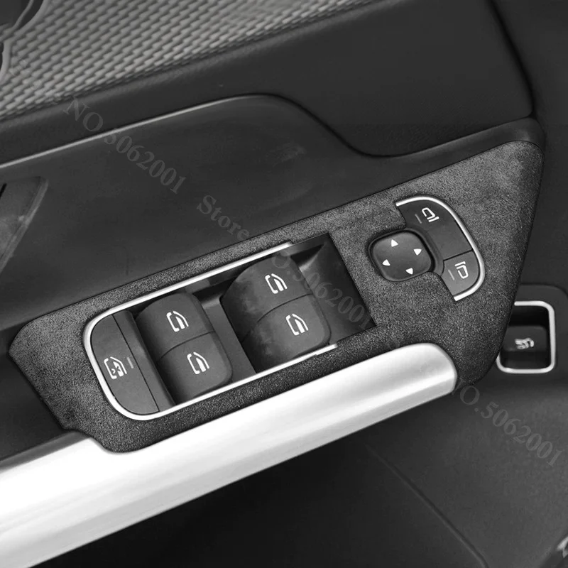 For Mercedes-Benz B-Class GLA GLAB EQA EQB 2019-2026 LHD Car Power Window Switch Panel Suede Protective Cover Door Handle Trim