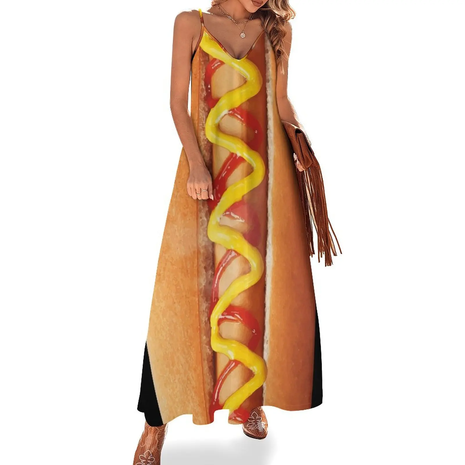 

Funny Hot Dog Sleeveless Dress prom dresses Aesthetic clothing