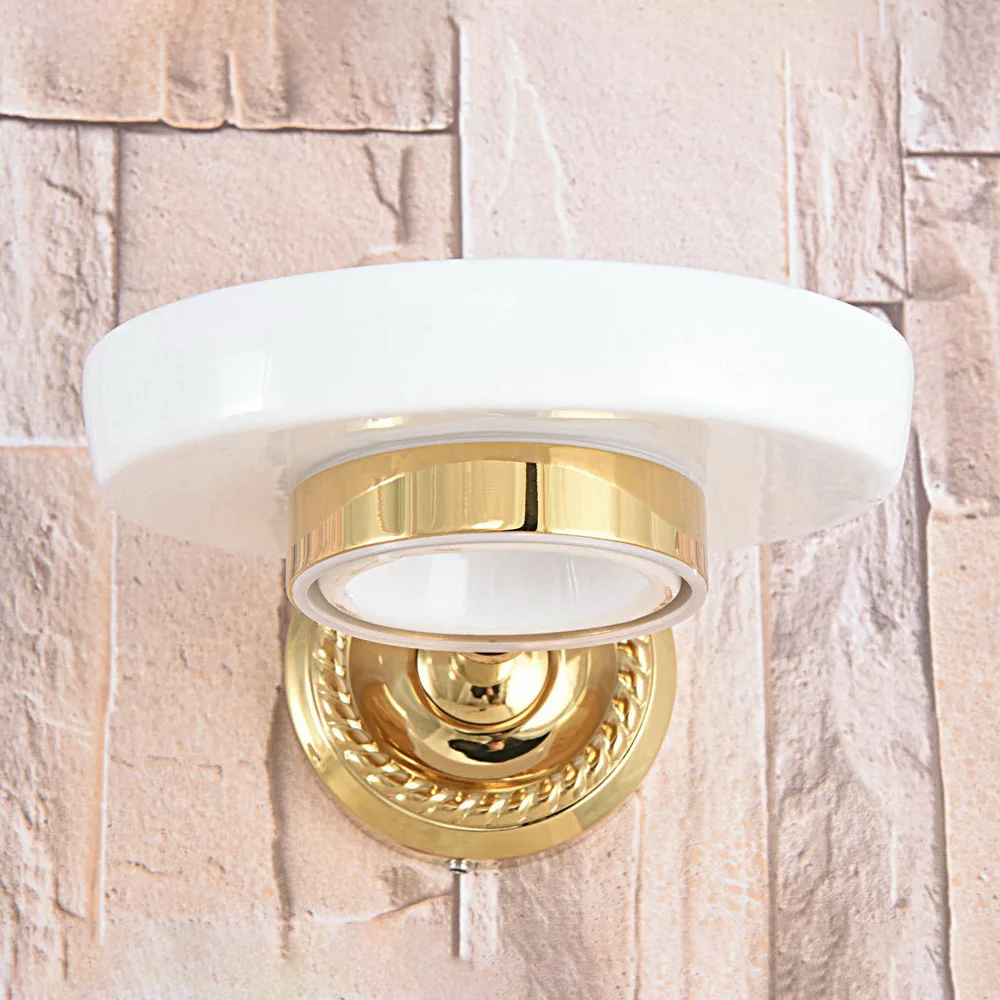 

Luxury Gold Color Brass Wall Mounted Bathroom Hardware Accessories Ceramic Soap Dish Holder Dba587