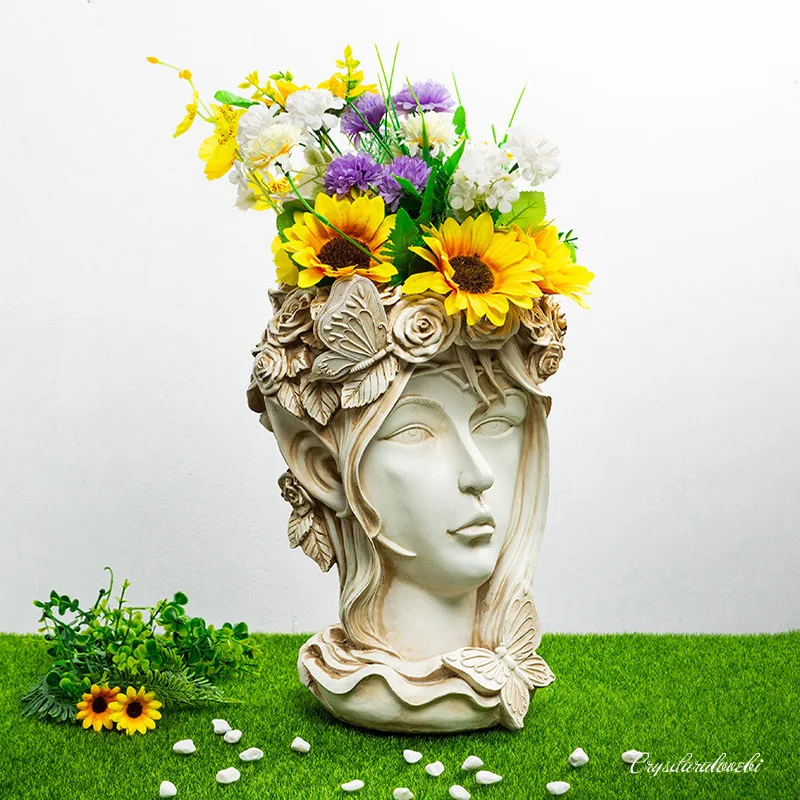 Goddess Face Head Planter Sculpture Cactus Herb Pot Home Decor Bedroom Bar Crafts Art Plant Flowerpot