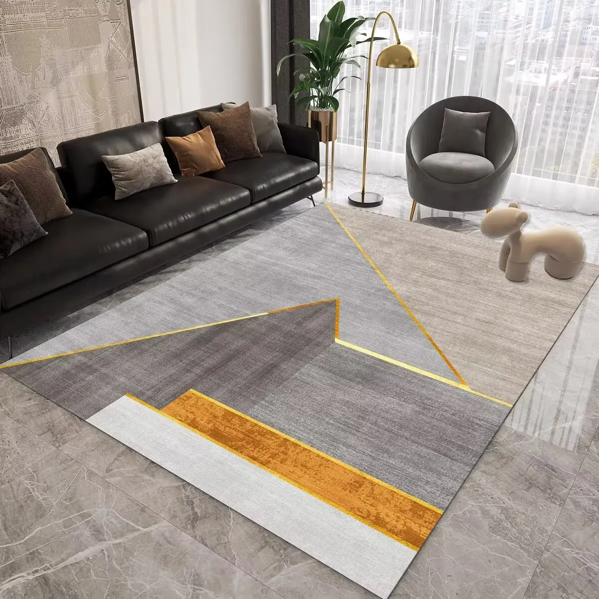 Modern Simple Style Carpet for Living Room Geometric Non-slip Decorative Rug for Bedroom Cloakroom Easy Cleaning Floor Mats 러그