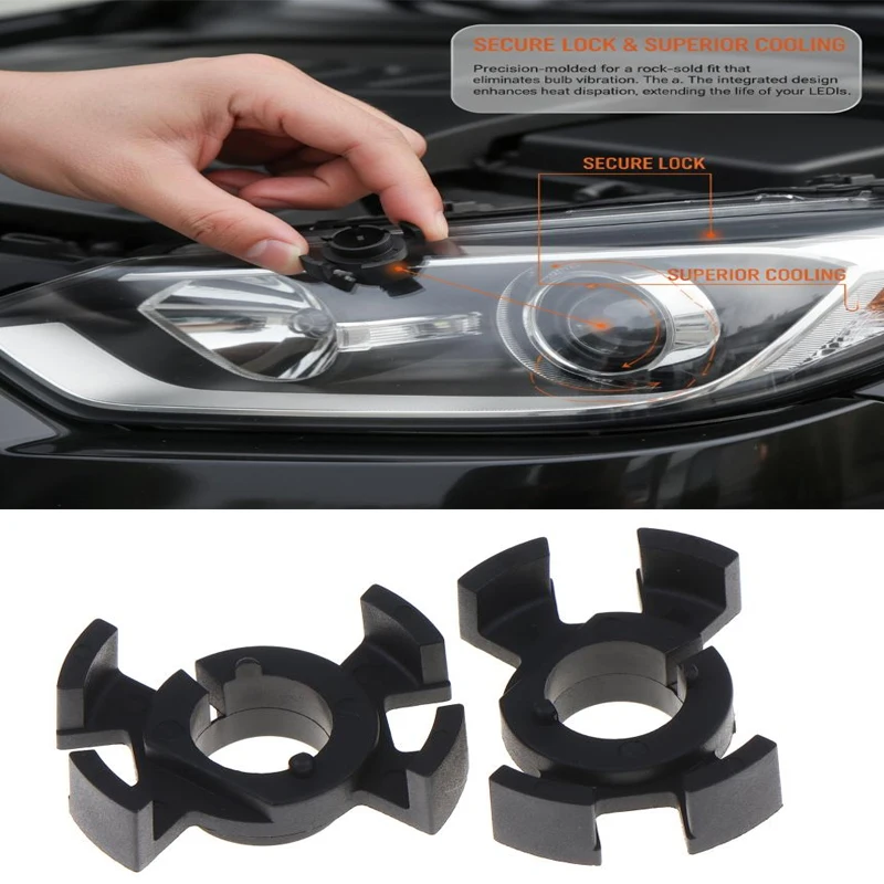 1Pair  1.57*1.18in/4*3cm H1 LED Headlight Bulbs Adapter Base Holder Socket Retainer Clip For High Beams Base Retainer Black ABS