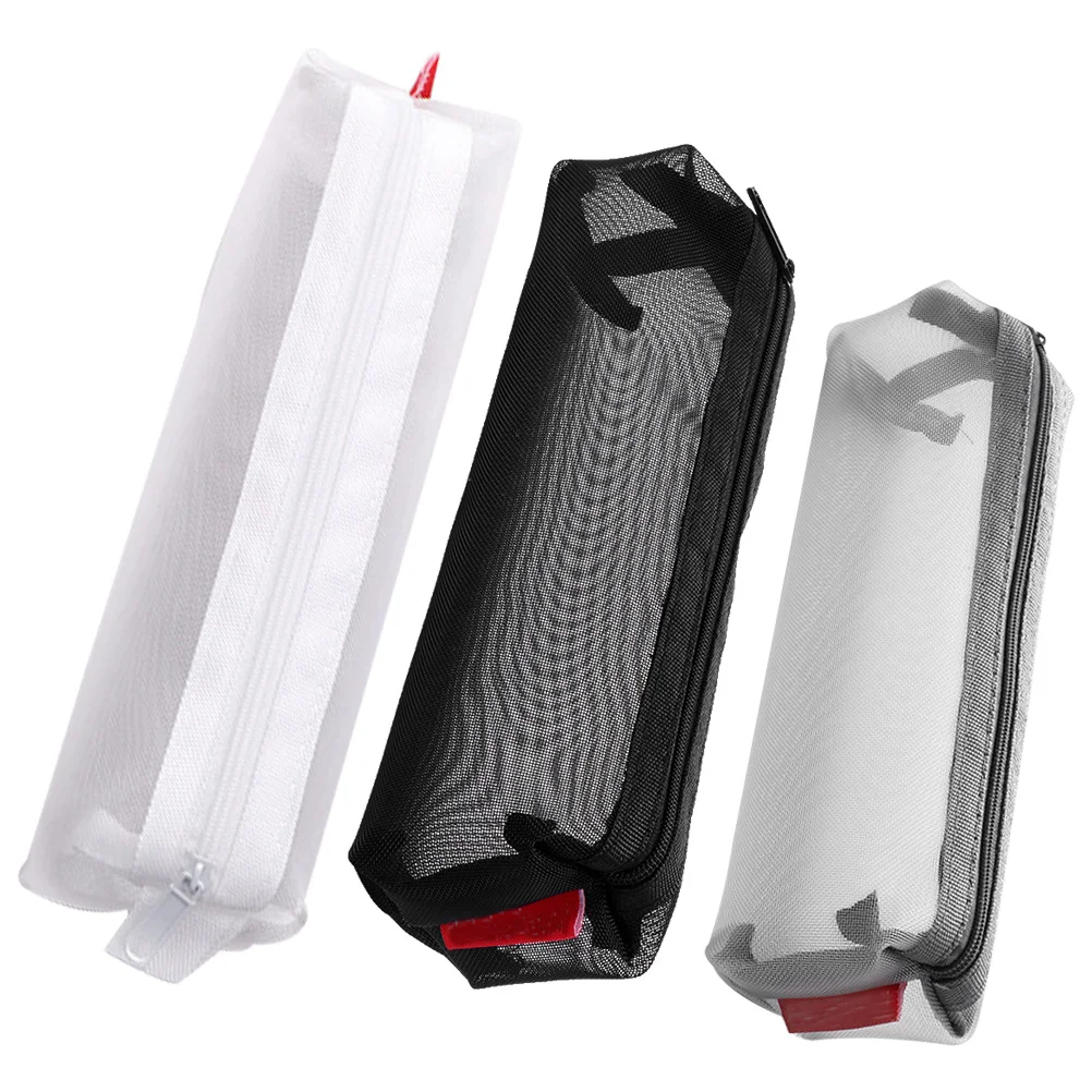 3 шт. стильные сумки-карандаши на молнии большой емкости органайзер для канцелярских принадлежностей портативная сумка для хранения ручек для студентов сетчатая сумка-карандаш