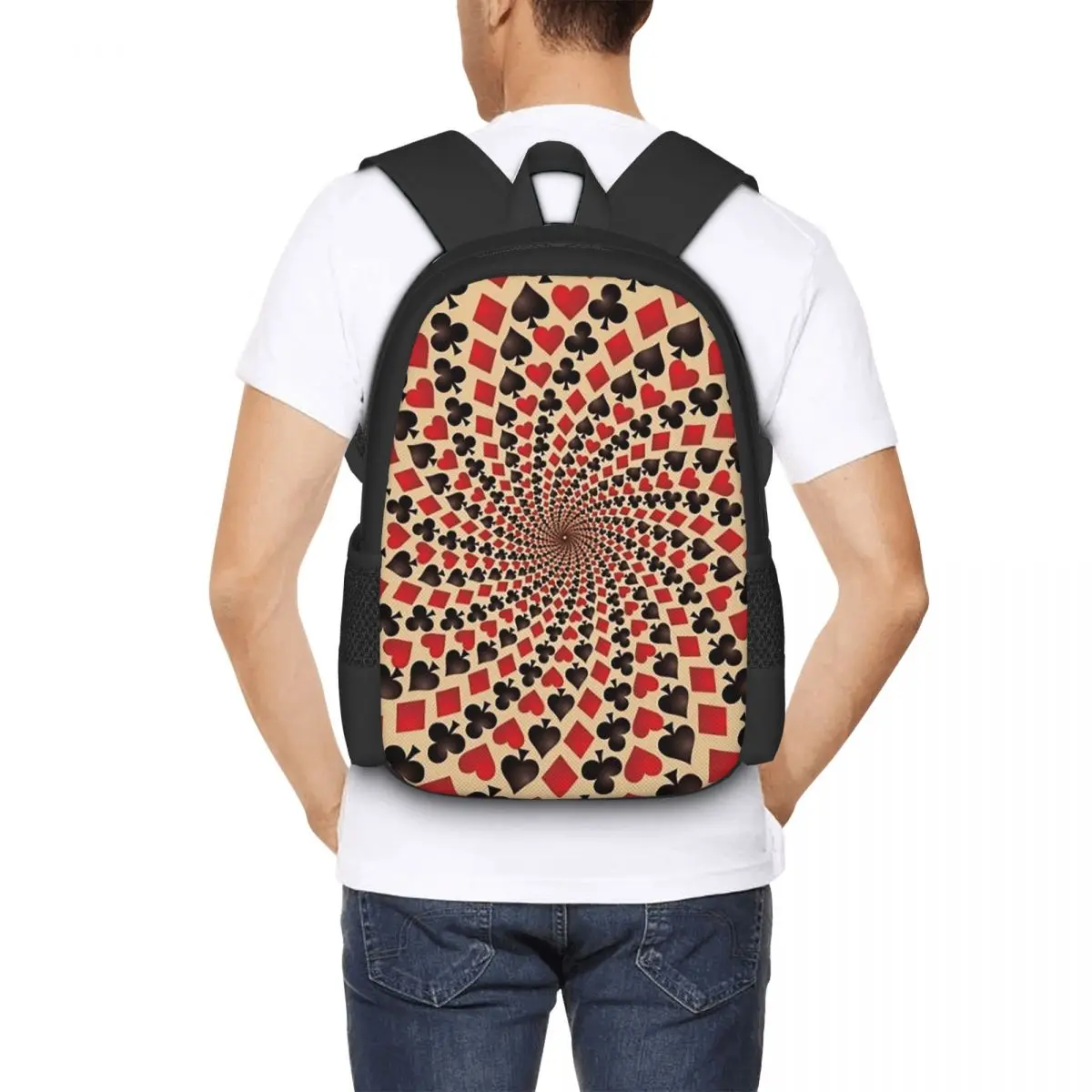 Ace Of Diamonds Playing Card Hearts Spades Student Backpack School Bag Hiking Travel Daypack for  Fashion Bookbag Shoulder Bags
