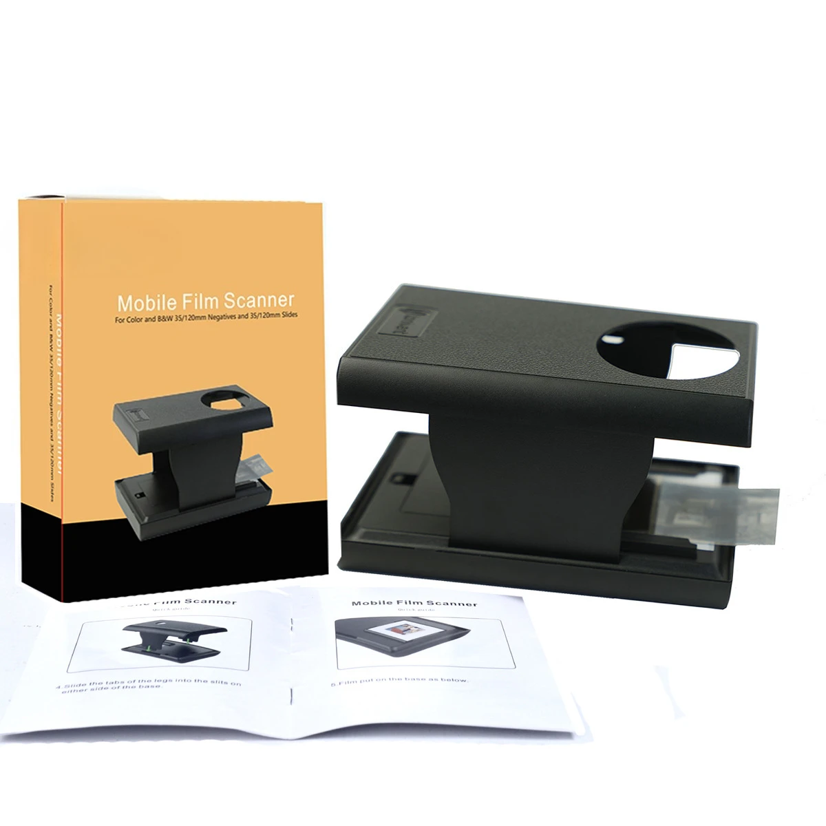 Foldable 35mm Film Scanner for Smartphone - Convert Slides/Negatives to JPEG with Free App, LED Backlight, Portable Trave