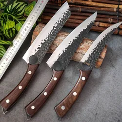 Hand forged Blade Butcher Boning Knife Chicken Meat Slicing Kithen Knives Carbon Steel Chef Knife Wood Handle Cleaver Meat Tools