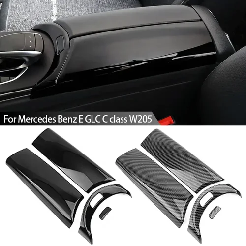 Imagen 2 del producto Reposabrazos central de fibra de carbono para coche, cubierta de botón de interruptor de Panel, accesorios interiores para Mercedes Benz E GLC Clase C W205, 4 Uds.