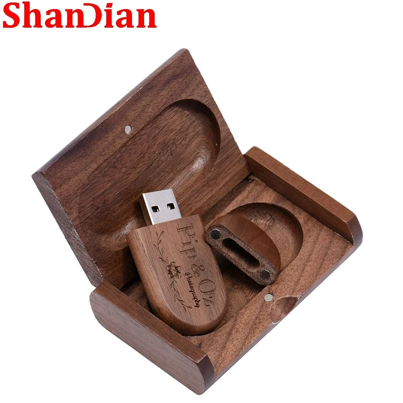 SHANDIAN 30pcs/lot U Disk  64GB Wooden USB 2.0 32GB Flash Drive 16GB Wedding Gifts Pen Drives 8GB Memory Stick Free Custom LOGO