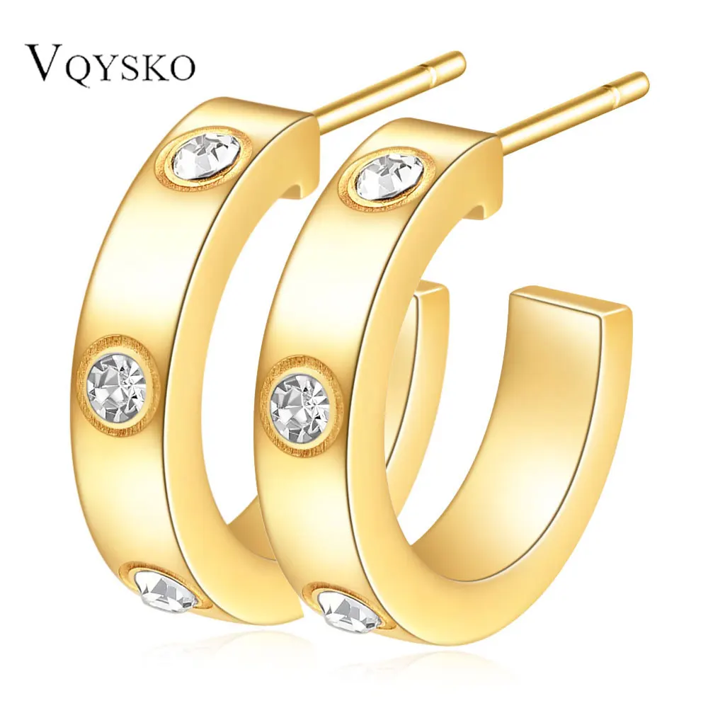 Luksusowa biżuteria Cz Crystal Stud Earring dla kobiet Prezent walentynkowy Moda Stal nierdzewna Małe akcesoria Femme Pendientes
