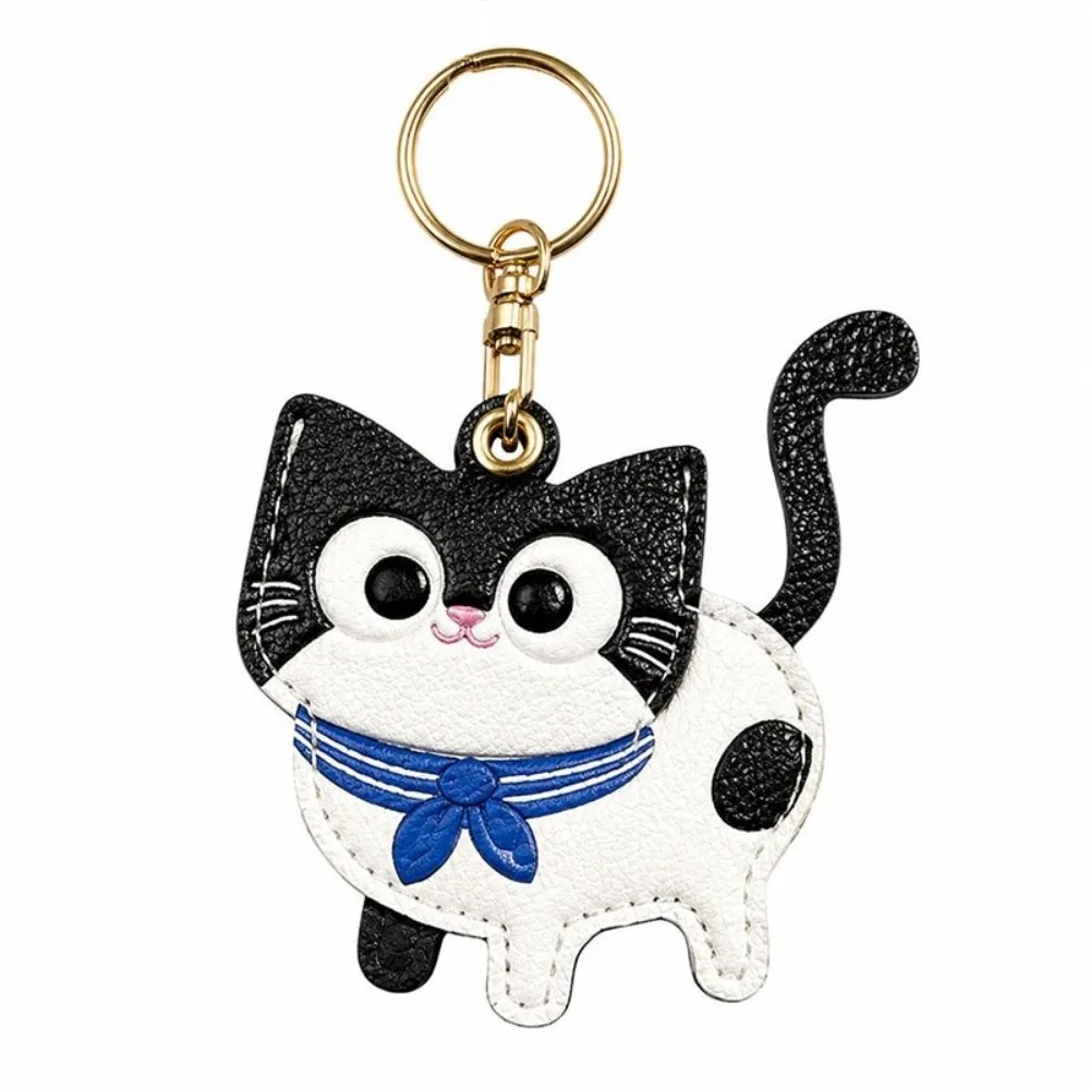 Schlüsselanhänger aus Leder, Kitty-Zugangskartenhülle, niedlicher Anti-Verlust-Ausweishalter, Taschenanhänger, Katzen-Design, Katzen-Schlüsselanhänger für Mädchen – Detail 10