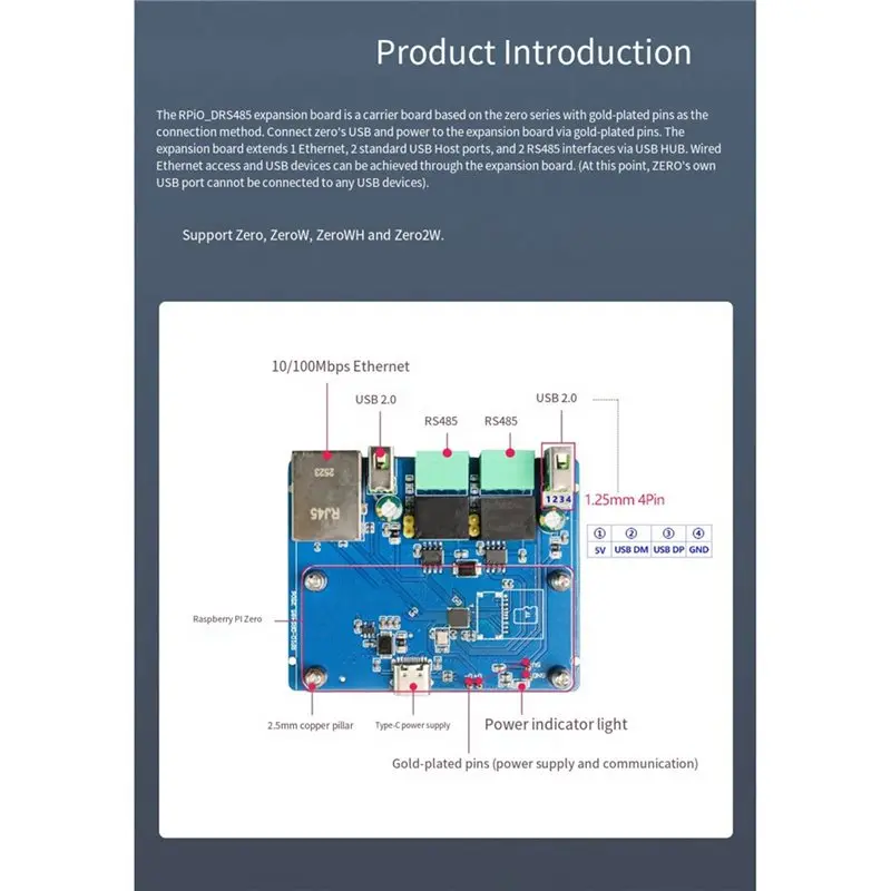 For Raspberry Pi Rpi0-DRS485 Expansion Board For Raspberry Pi Zero/Zero2 W/Zero RS485 Driver-Free With Power Isolation