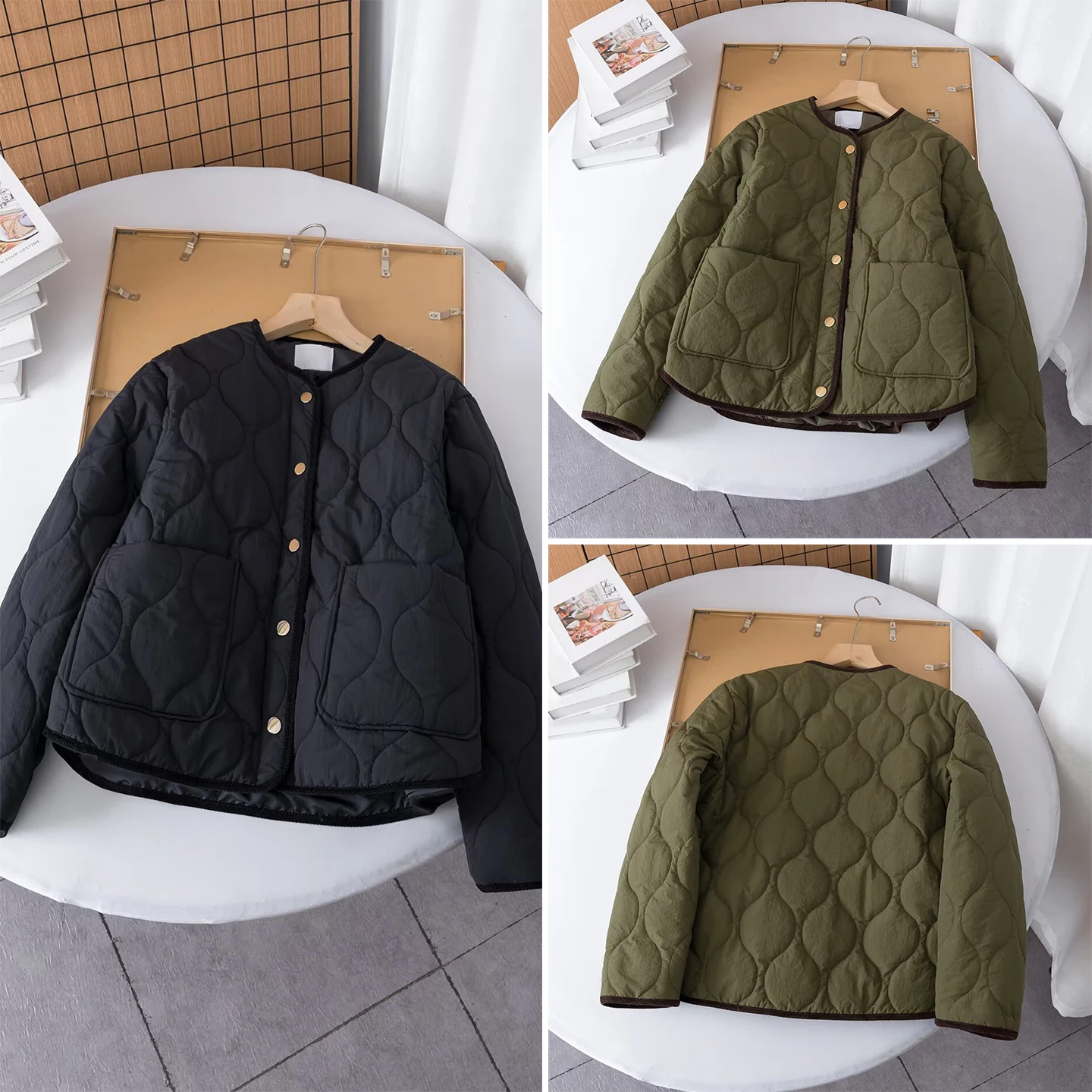 

Versatile Faionable round Ne Jaet 2025 Winter New Women's Clothing Straight Cut Long Sve Single Button Closure ...