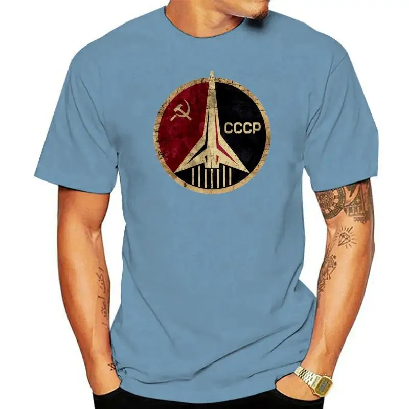 Russian Soviet CCCP USSR Space Program Logo Retro Vintage New Black Mens T Shirt