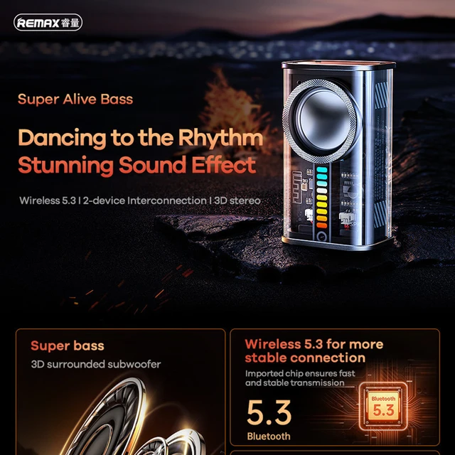 Remax RB M68 Clear Mecha Wireless Speaker Bluetooth 5.3 TWS interconnection Super Bass 2 speaker Connection AliExpress 44