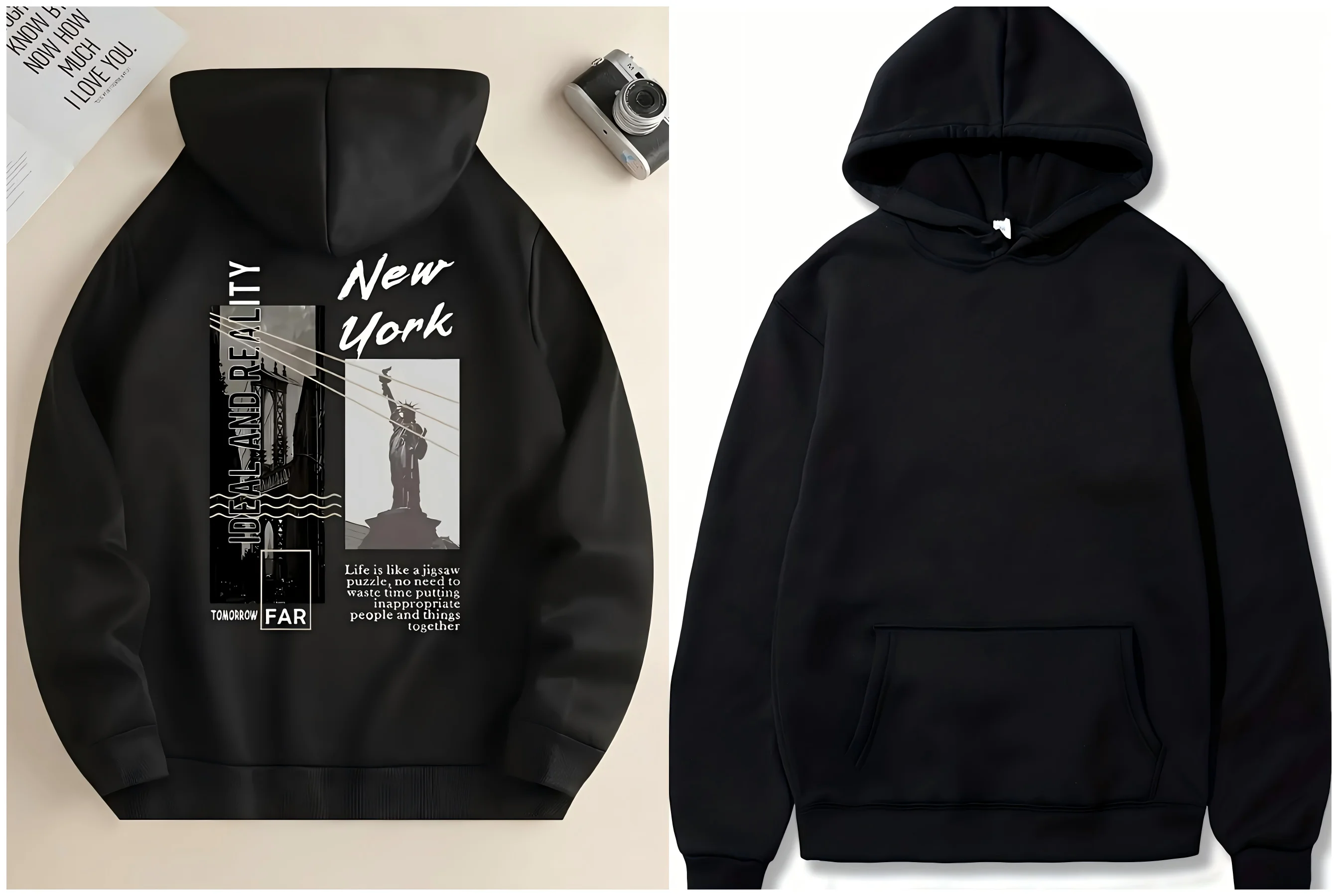 New model: men’s hooded long-sleeve loose-fitting casual printed basic sweatshirt. Perfect for young people in spring, summer, a