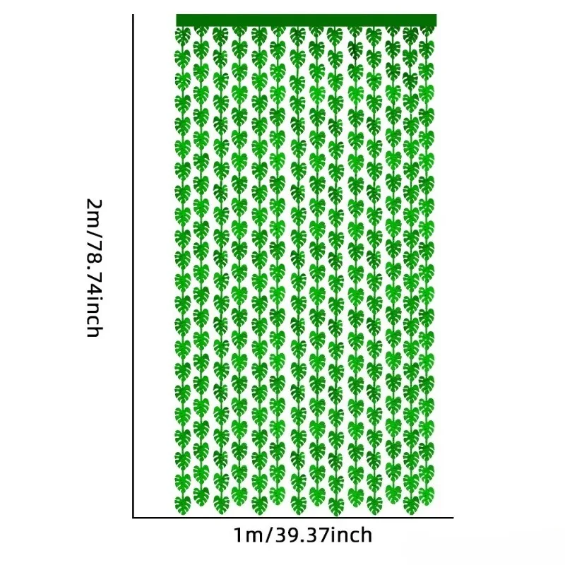 1/2 قطعة ستارة المطر الورقية الخضراء بريق أوراق الغابة احباط هامش الستار سفاري عيد الميلاد حفلة عيد ميلاد زينة الإمدادات #2