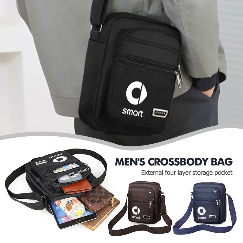 

Car Logo Crossbody Bag Large Capacity Chest Bag Sling Bag For Smart Fortwo 451 450 453 Forfour Cabrio Crossblade ROADSTER
