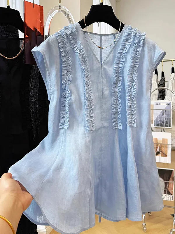 

Summer New plus Size 300 Pounds Design Sense Wood Grain Embroidery Sleeveless Shirt Men's Fashionable All-Match Top Trendy