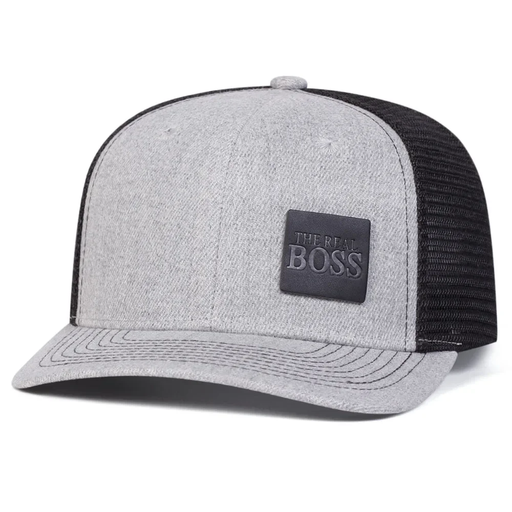 قبعة بيسبول The REAL BOSS للجنسين، قبعة شمس جلدية قابلة للتعديل للاستخدام الخارجي، كاجوال للصيف والربيع، واقي من الشمس قابل للتنفس
