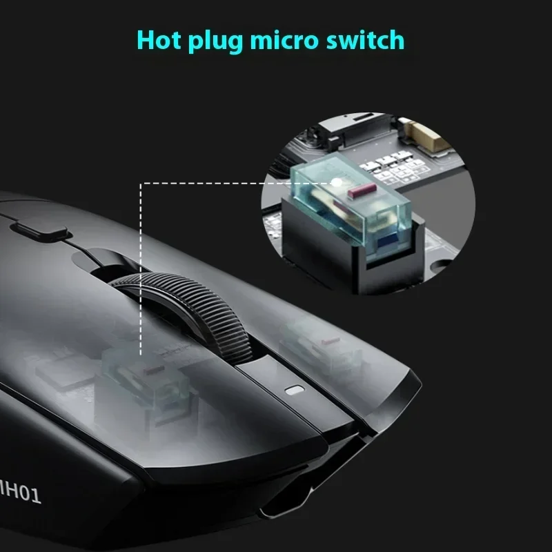 Imagem -03 - Hirm-mouse Sa-mh01 Three-mode Nórdic52840 Mais Paw3395 de Longa Duração Hot-swappable Micro-motion Luz E-sports Escritório