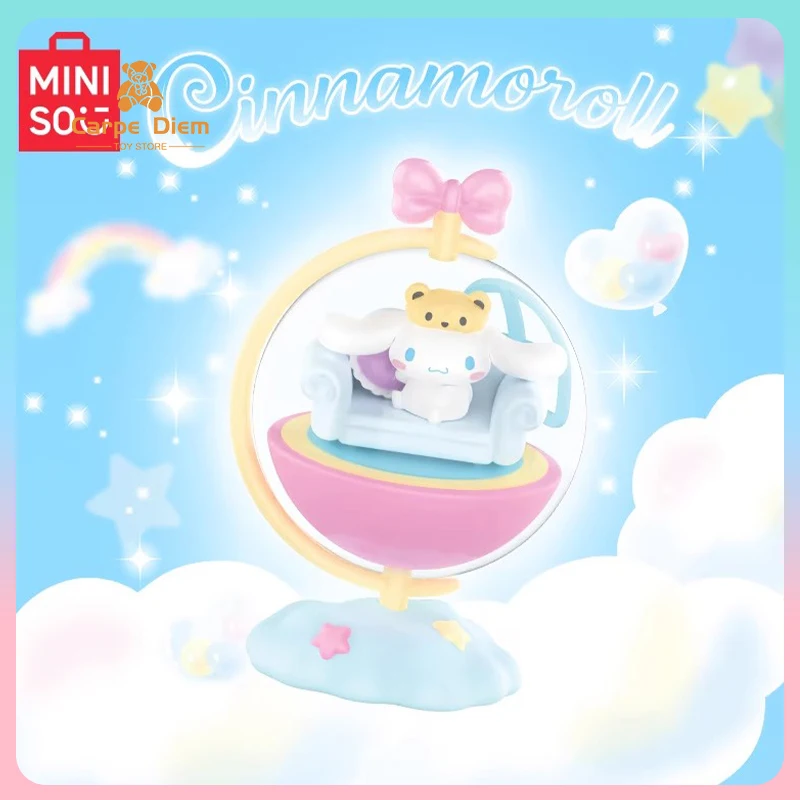 Personajes originales de Miniso Sanrio, Cinnamoroll, serie Planet giratoria, caja ciega, adornos de figuras de acción de Anime, regalo bonito para niña