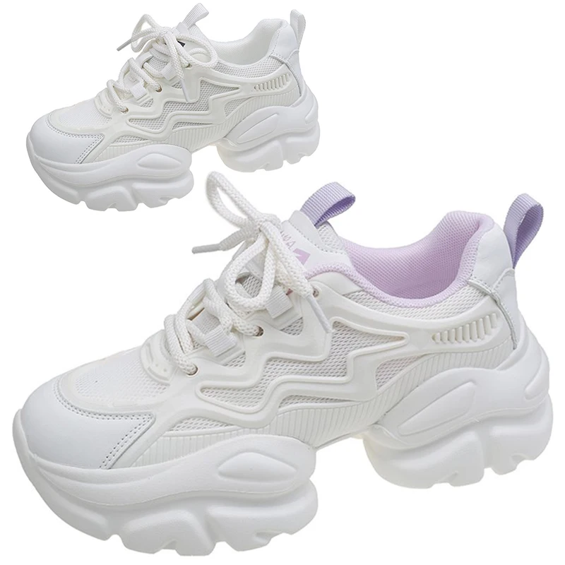 

Женская классическая роскошная женская обувь на платформе, повседневные кроссовки, нескользящие кроссовки на массивном каблуке, туфли-лодочки на среднем каблуке, дышащая сетчатая обувь