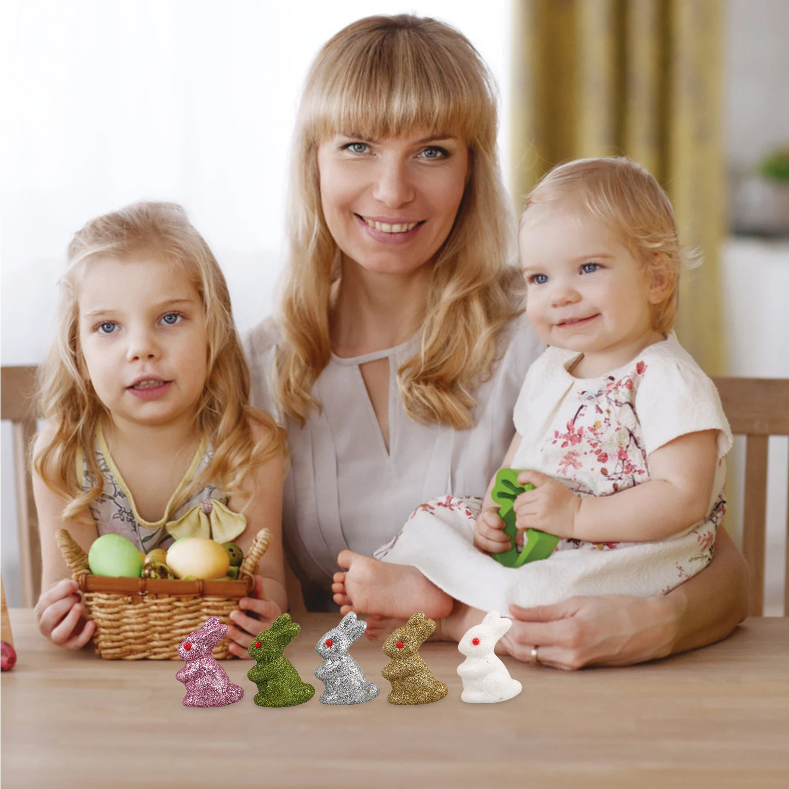 

1Set Easter Table Decorations Rustic Jute Carrot Glitter Bunny Desktop Ornament Spring Holiday Decor Carrot Party Decorations