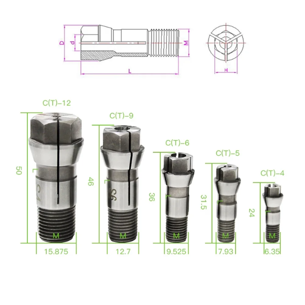 Maschinenspannzange für Gewindebohrer 4mm CT4/CT5/CT6/CT9/CT12/CT14/CT16 S2.5 S3.0 CNC-Teile Metallspindelwerkzeug Werkstückhalterung – Detail 1