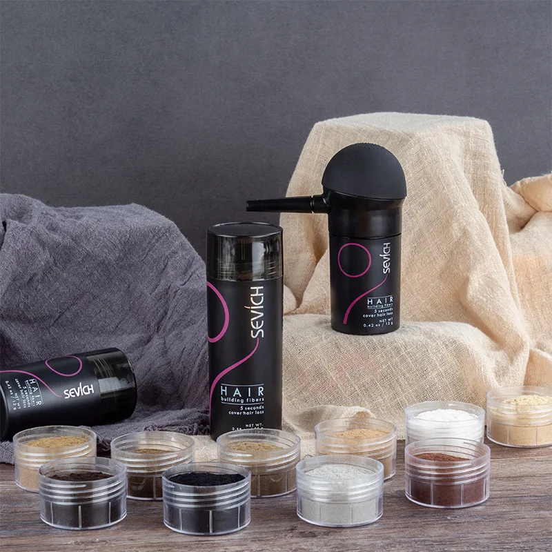 Sevich 25g Hair Building Fiber Applicator Spray Instant Salon Hair Treatment polveri di cheratina fibra per la ricrescita dei capelli 10 colori