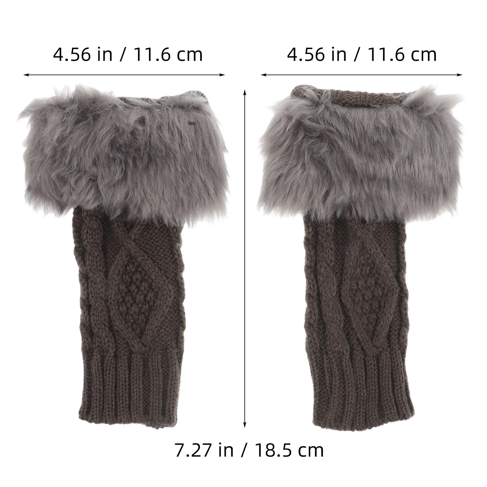 1 زوج الشتاء المرأة محبوك المعصم الأصفاد انفصال الدافئة قصيرة الأكمام اليد مدفئات للذراع سترة معطف فو متماسكة تدفئة المعصم #6