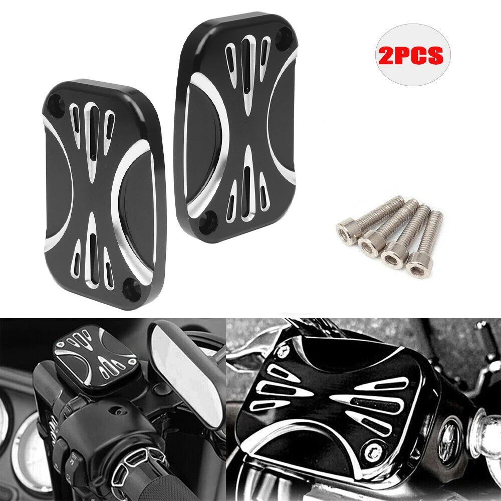 Motorcycle Black Brake and Clutch Master Cylinder Cover For Harley Touring Street Glide Custom FLHTCU Ultra V-Rod FLRT Universal