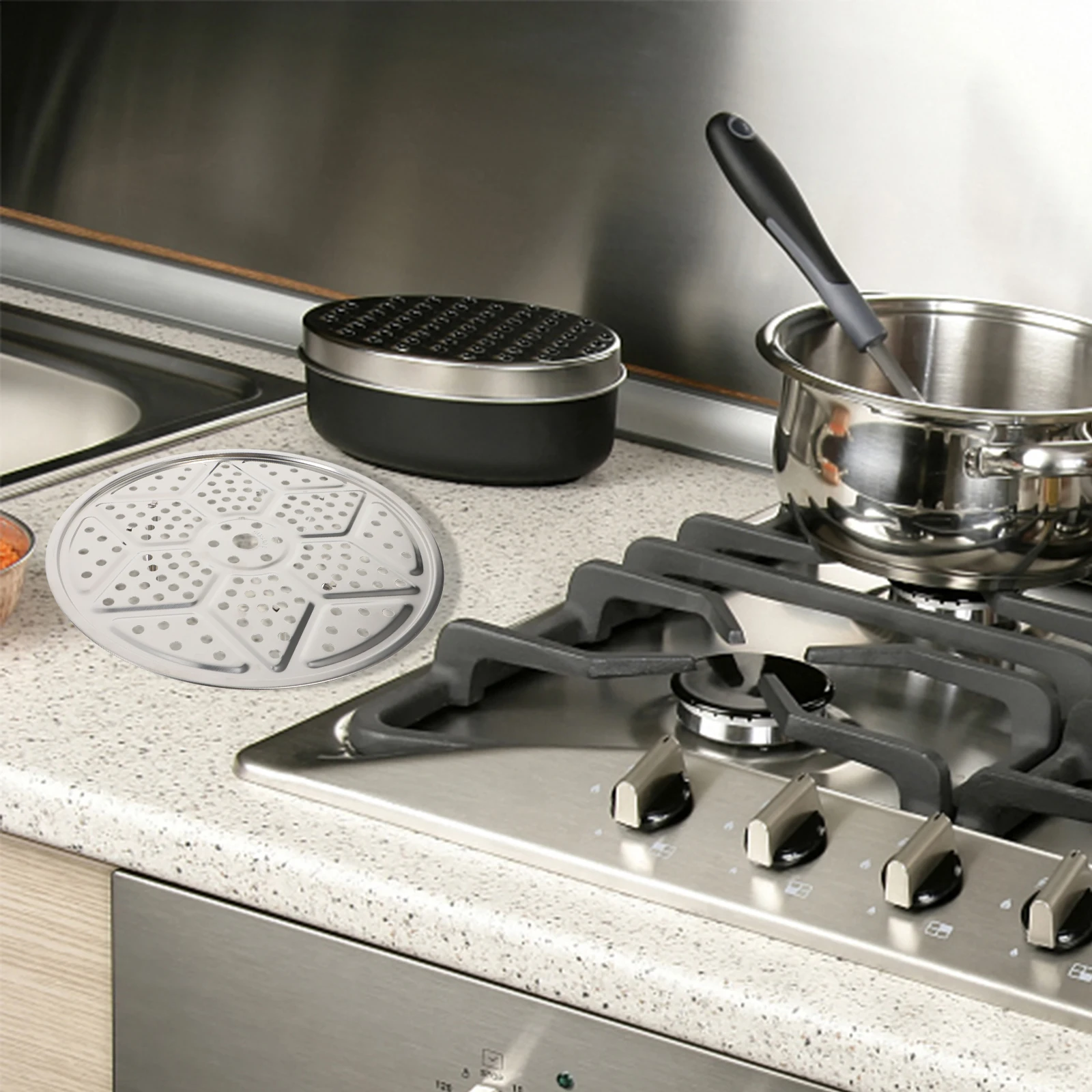 

2Sets Stainless Steel Round Steaming Rack Stand Thickened Pot Insert Tray Holder for Cooking Pressure Cooker Kitchen